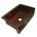 CK-701 Single Bowl Hand Hammered Farmhouse Copper Kitchen Sink Apron Front - 16 Gauge